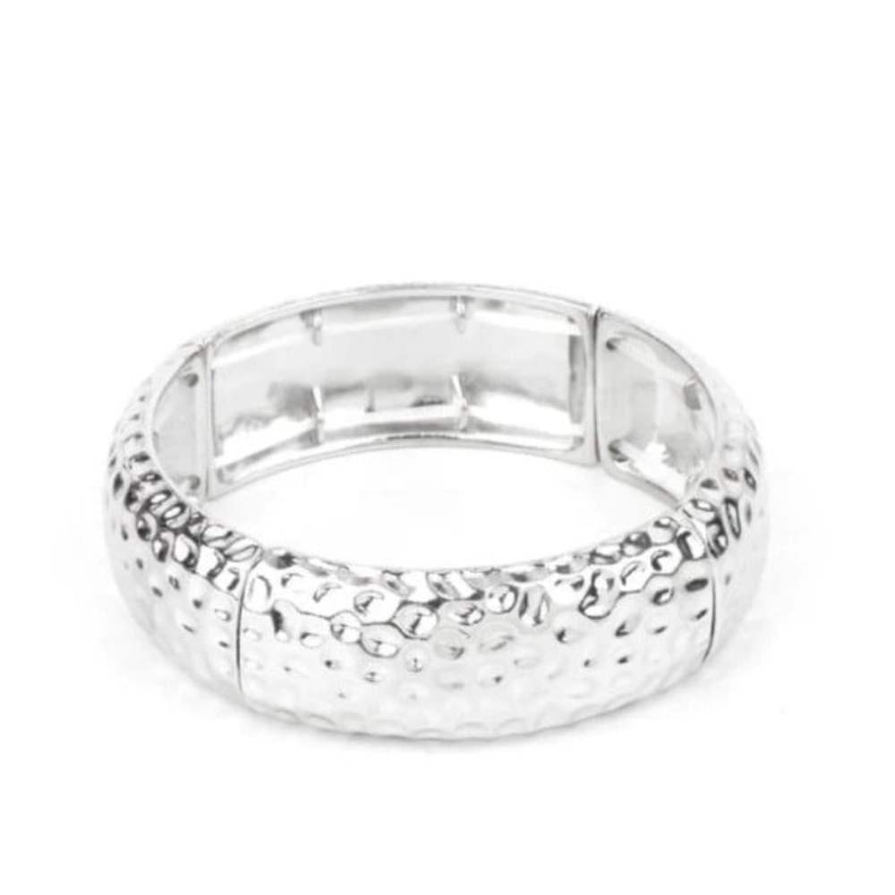 Paparazzi Silver Hammered Bracelet Come Under The Hammer Fashion Bangle Jewelry
